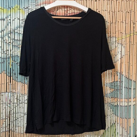 H by Halston Essentials, Short Sleeve Rayon Blend T-Shirt, Black, Medium - Picture 1 of 9
